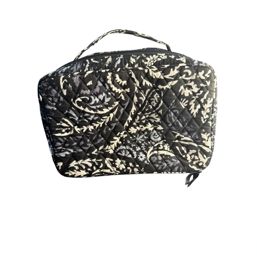 Vera Bradley Train Case Cosmetic‎ Makeup Bag Travel Organizer Black Paisley